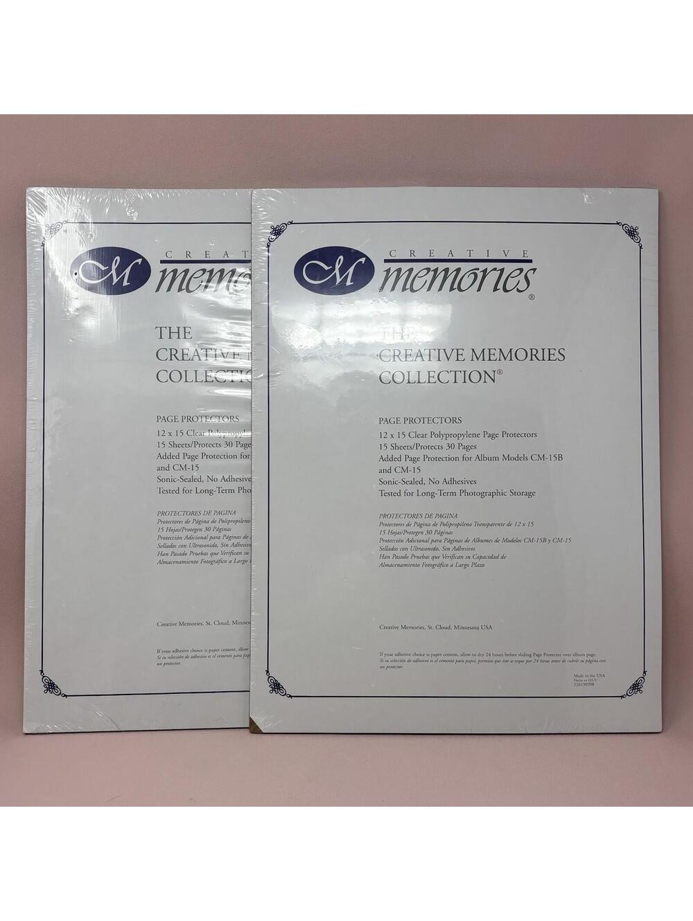 Creative Memories 12 x 15 Page Protectors Clear for CM-15B CM-15 LOT of 2 Sealed